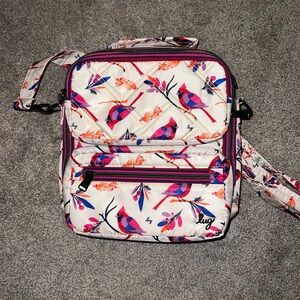 NWOT Lug Wrangler Crossbody Bag Detachable Strap Cardinals Birds Cream Pockets